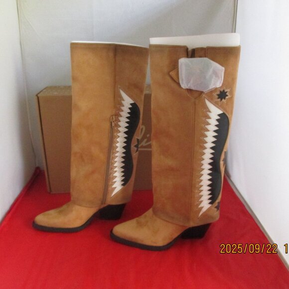Zodiac Rowena-Wings Faux Leather Western Boots $169 - US Size 5 - Caramel - 1356 - Picture 6 of 13